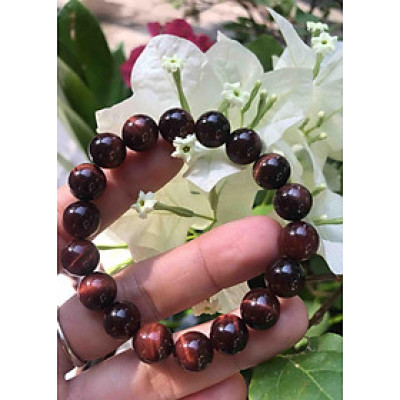 Chiếc Vòng Đá Mắt Hổ Tự Nhiên Màu Đỏ Nâu 10ly Hợp Phong Thủy Nữ Mệnh Hỏa Thổ Kim