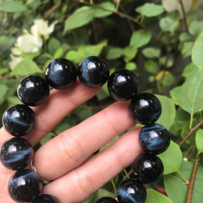 VÒNG ĐÁ MẮT HỔ MỚI LOẠI BÓNG MỊN ĐẸP ÁNH XANH DƯƠNG 16Ly NAM mệnh THUỶ MỘC 