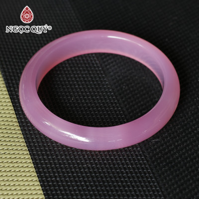 Vòng tay chalcedony hồng bản hẹ (bản 10 - 11mm) - Ngọc Quý Gemstones