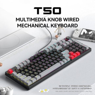 Keyboard T-WOLF T50 Black Chính hãng (Phím cơ, 97 key, Blue Switch, 22 chế độ LED) BH 12 tháng - Hàng chính hãng