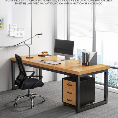 Bàn làm việc kết hợp tủ để đồ chất liệu gỗ mdf phủ melamin chống xước thương hiệu IGA - GM191