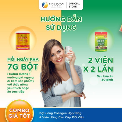 [Collagen lon 196g & calo gói to 75g] Combo Lấy lại vóc dáng hiệu quả FINE JAPAN
