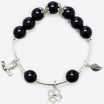 Vòng tay đá thiên nhiên phối charm én bạc size hạt 10mm - Ngọc Quý Gemstones