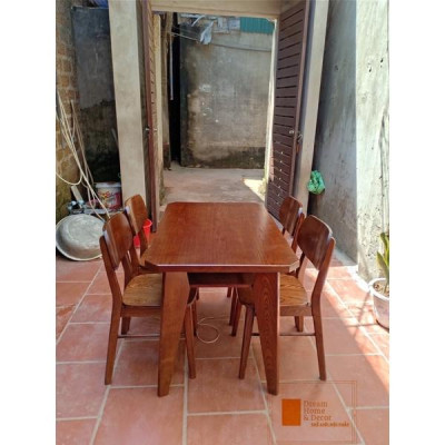 (Tặng kính) Bàn ghế ăn sồi chân chéo 1m2 (4 ghế)