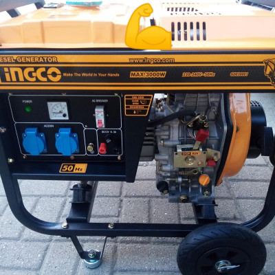 MÁY PHÁT ĐIỆN ĐỘNG CƠ DẦU  3.0KVA (4 THÌ, OHV, 13HP) INGCO GDE30001- HÀNG CHÍNH HÃNG