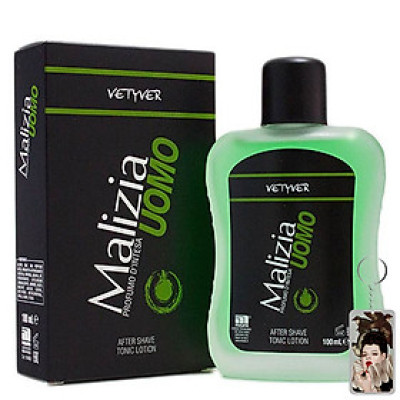 Nước dưỡng sau cạo râu Malizia Vetyver After Shave Tonic Lotion 100ml tặng kèm móc khóa