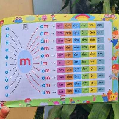 Sách Tập đánh vần Tiếng Việt 2022 dành cho bé 4-6 tuổi (phiên bản mới124 trang) quét mã QR - Tặng kèm bộ thẻ chữ cái và chữ ghép
