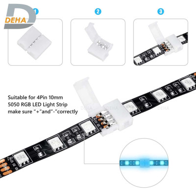 Đầu nối thẳng 4 chân cho led dây dán 5050 RGB đổi màu connector 4P pin 10 mm  trang trí dán tường thạch cao, cây máy tính, màn hình, ti vi, TV, Gaming, Tiktok dán tường, chống nước bền đẹp- Chính hãng DEHA