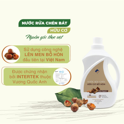 Nước rửa chén hữu cơ Bồ hòn Ecocare tinh dầu Chanh Gừng 2000ml 