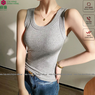 Áo thun nữ Hiền Trần BOUTIQUE sát nách ba lỗ thun không tay kiểu ôm body tank top vải cotton tăm co giãn tốt
