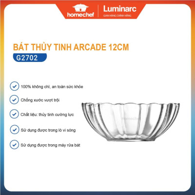 Bộ 10 bát (chén) cơm thủy tinh Luminarc Arcade 12cm G2702*10 | Hàng chính hãng