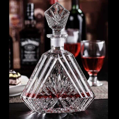 Chai Pha Lê Đựng Rượu 500ML cao cấp cực dày mẫu tam giác – nắp đặc mài nguyên khối - kín khí không cần gioăng – Chai Đựng Rượu Đẹp decor (P1) 