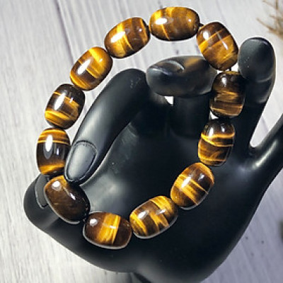 Vòng tay lu thống Thạch Anh Mắt Hổ vàng nâu 5A cao cấp