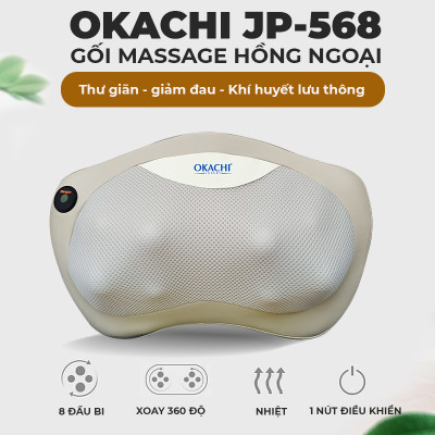 Gối massage hồng ngoại đau vai cổ lưng Shiatsu OKACHI JP-568