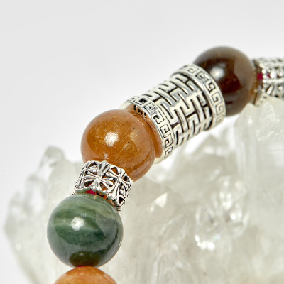 Vòng tourmaline đa sắc phối charm dreamcatcher bạc hạt 10mm , đk 52mm - Ngọc Quý Gemstones