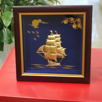 Tranh thuyền thuận buồm xuôi gió (20x20cm) MT Gold Art- Hàng chính hãng, trang trí nhà cửa, quà tặng sếp, đối tác, khách hàng.
