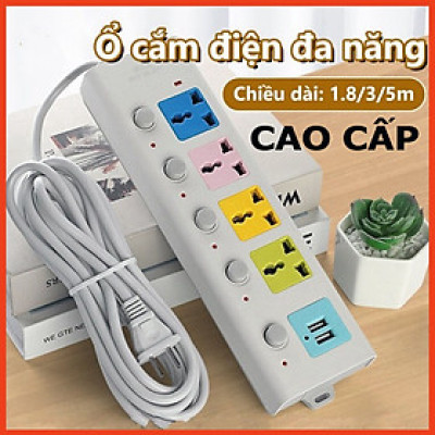 Phích cắm điện Ổ cắm điện Tiêu chuẩn phích cắm điện Ba mắt Phích cắm Trailer 7 cách 2 USB sạc Cáp 3 mét 5 mét Cáp dày 100%