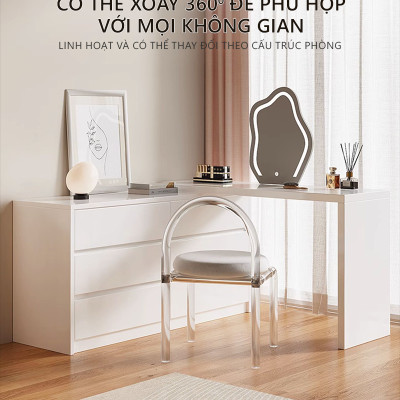 Bàn trang điểm đẹp xoay 180 thông minh có 6 ngăn kéo để đồ gỗ mdf phủ melamin chống xước thương hiệu IGA - GP305
