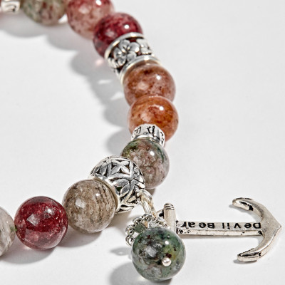 Vòng Đá Thạch Anh Ưu Linh Đa Sắc Phối Charm Bạc (9mm) Ngọc Quý Gemstones