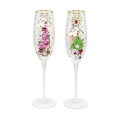 Ly/Champagne Flutes - Christmas - Cream