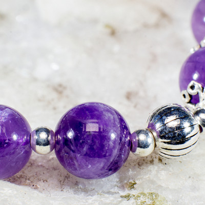 Vong Tay Phong Thủy Thạch Anh Tím Thiên Nhiên Mix Bạc 925 Cho Mạng Kim Thủy, Món Qùa Trang Sức  Phong Thủy May Mắn Ý Nghĩa  VT016