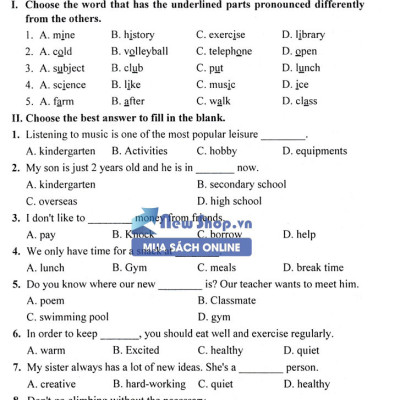 100 Đề Kiểm Tra Tiếng Anh 6 (Biên Soạn Theo Chương Trình Của Bộ Giáo Dục Và Đào Tạo)_KV