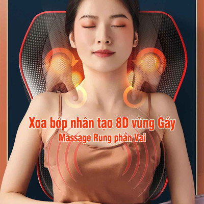 Gối Massage Kiêm Tựa Lưng LeerKang LEK-618-1 massage toàn thân 8D có hồng ngoại 3 cấp độ, mát xa rung tùy chỉnh, 5 chế độ xoa bóp đảo, hàng chính hãng