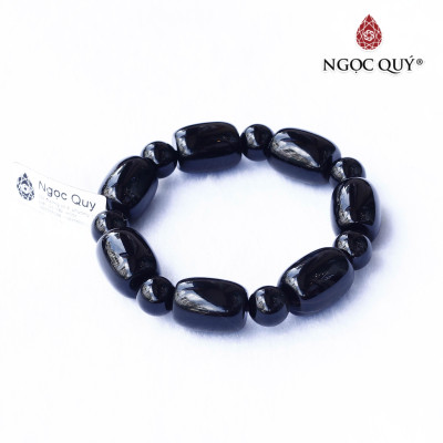 Vòng tay hạt đá hình lu thống đá Obsidian hạt 10mm hợp mệnh thủy, mộc - Ngọc Quý Gemstones