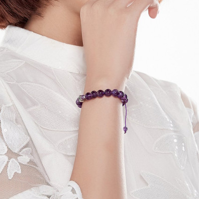 Vòng Đá Thạch Anh Tím Phối Charm Ngọc Quý Gemstones VT29