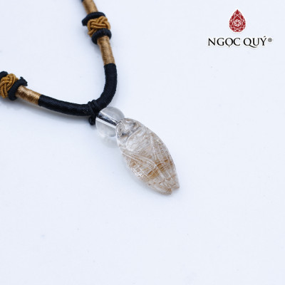 Mặt dây chuyền con ve ngọc thiền thạch anh tóc đỏ cam mệnh hỏa, thổ - Ngọc Quý Gemstones