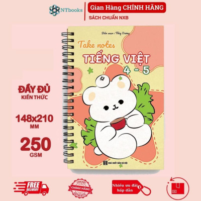 Sách Số tay Takenote lớp 4: Toán + Tiếng Việt 4-5 Khổ A5 (Phiên Bản Mới Nhất)