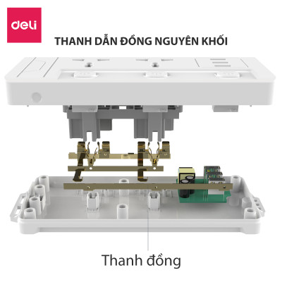 Ổ Cắm Điện Đa Năng Kèm Cổng USB CÔNG TẮC RIÊNG Chống Giật Chống Cháy Chất Lượng Cao Deli - Hàng Chính Hãng - ET409 410 411