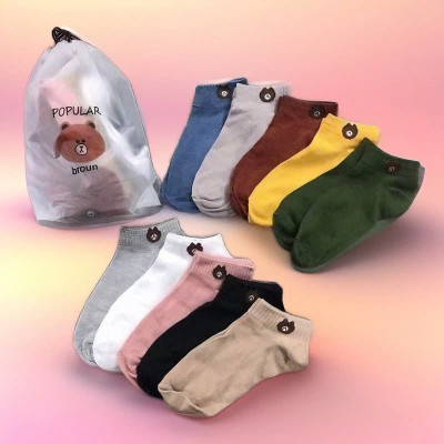 Tất Nữ, Combo 10 Đôi Tất Nữ Cổ Ngắn, Mẫu Tất Nữ Hình Gấu Dễ Thương Thời Trang - Giao Màu Ngẫu Nhiên