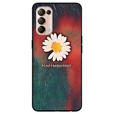 Ốp lưng dành cho Oppo Reno 5 mẫu Cúc Họa Mi 23 - Hoa Cúc Nền Xanh Đỏ