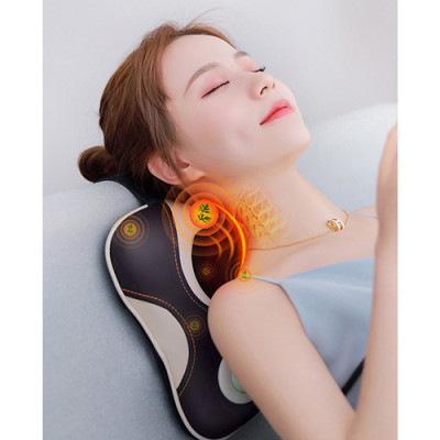 Máy (Gối) Massage Đấm Bóp Cổ Vai Gáy Nikio NK-136AC - Con Lăn 3D Xoa Bóp Chuyên Sâu Kết Hợp Hồng Ngoại Trị Liệu Đau Mỏi Cổ, Hỗ Trợ Mát Xa Lưng