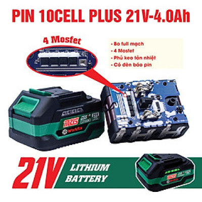 Pin 10 cell Workfix 4Ah VỎ CHỐNG CHÁY, DÒNG XẢ CAO chân pin phổ thông 4cm - Pin máy khoan, máy mài, máy siết, máy cưa