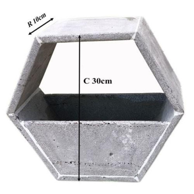 Chậu treo tường trông hoa hình lục giác độc đáo bằng đá tổ ong tự nhiên kích thước R15x30x30cm, chậu trồng hoa treo tường, Chậu đá ong xám
