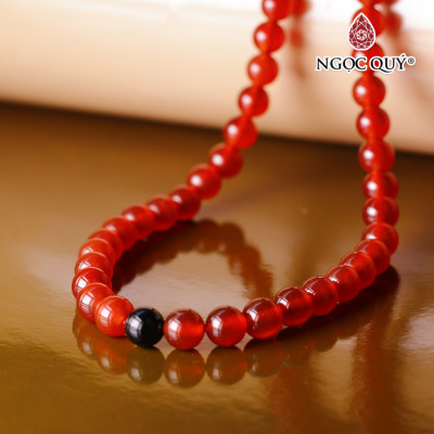 Vòng chuỗi 108 hạt đá mã não đỏ mệnh hỏa, thổ - Ngọc Quý Gemstones