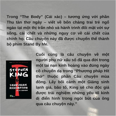 Sách - Nhà Tù Shawshank - Stephen King - The New York Times Best Seller - 1980 Books