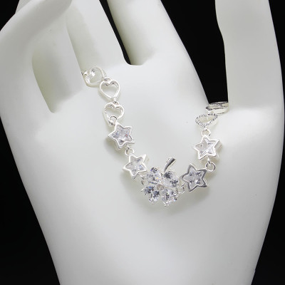 Vòng tay BẠC HIỂU MINH LTU446S mix họa tiết đính đá thời thượng trang sức bạc thật 925 