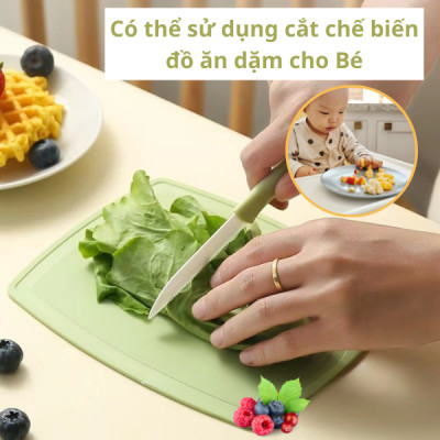 Bộ Dao Thớt Gọt Hoa Quả Mini, Dao Nạo Rau Củ Trái Cây Hoa Quả Nhỏ Gọn Cho Nhà Bếp, Du Lịch, Cắm Trại