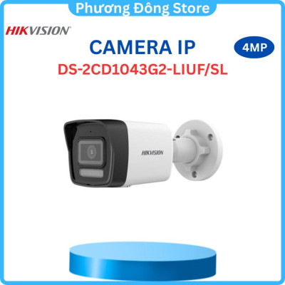 Camera IP HIKVISION DS-2CD1043G2-LIUF  4MP đèn kép,  30m, phát hiện người và phương tiện, Micro ,.-Hàng chính hãng