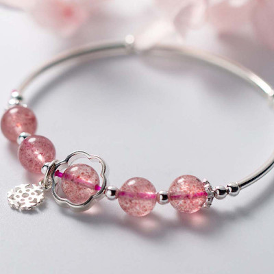 Vòng tay bạc đá thạch anh dâu mệnh hỏa, thổ - Ngọc Quý Gemstones