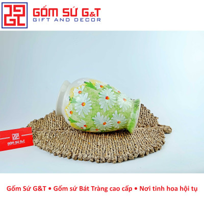 Lọ hoa dáng đùi dế vẽ cúc họa mi Gốm Sứ G&T
