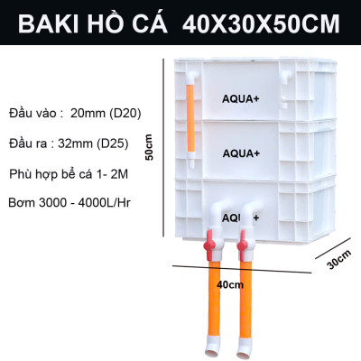 Combo Lọc Thùng Baki 3 Tầng 40x30x50cm & Bơm Baoyu 104 3000L/H cho Bể Cá Lớn