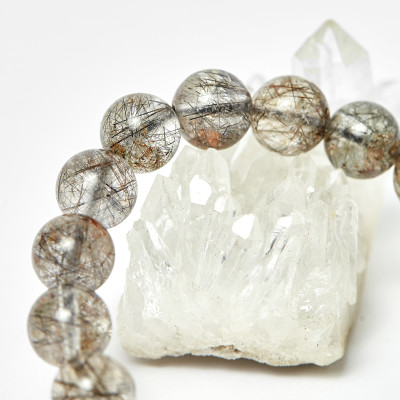 Vòng thạch anh ưu linh tóc đen hạt 9mm, đk 52mm mệnh thủy, mộc - Ngọc Quý Gemstones