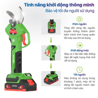KÉO CẮT CÀNH PIN 21V ( XANH LÁ GALAXY ) AKUZA KCC32 - HÀNG CHÍNH HÃNG