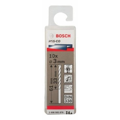 Hộp 10 mũi khoan sắt và inox HSS-Co Bosch 3mm 2608585876