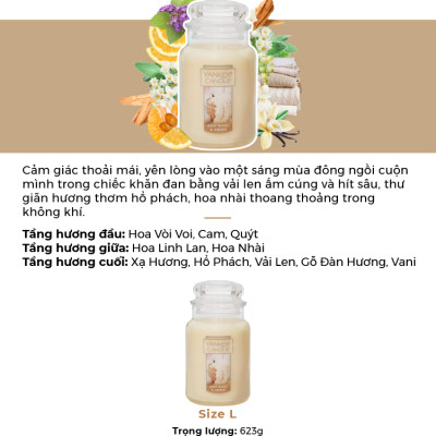 Nến hũ Yankee Candle size L - Soft Wool & Amber (623g)