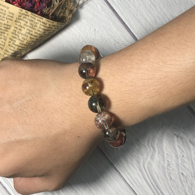 Vòng tay Thạch Anh Ưu Linh đa sắc cao cấp 12mm chuẩn 6A